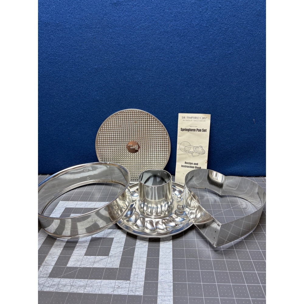 Pampered Chef Springform Pan Set Silver Heart Round Tube 1540 1196